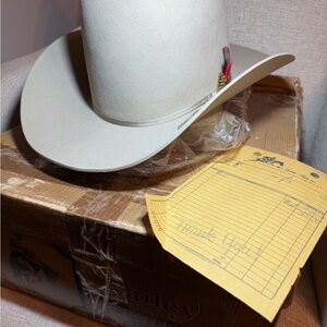 Vintage 50 y.o. Bailey Grey Cowboy Western Hat 7 3/8 New Box Receipt 1975
